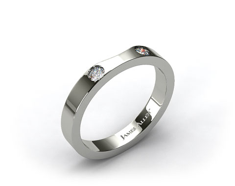 14k White Gold 0.06ct Slightly Curved Round Brilliant Diamond Wedding Ring
